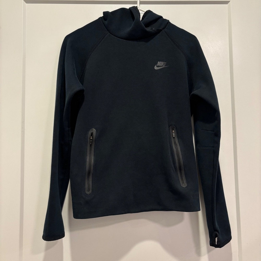 Nike Kids Tech Fleece Pullover Hoodie Black Large L Funnel Neck Sweatshirt